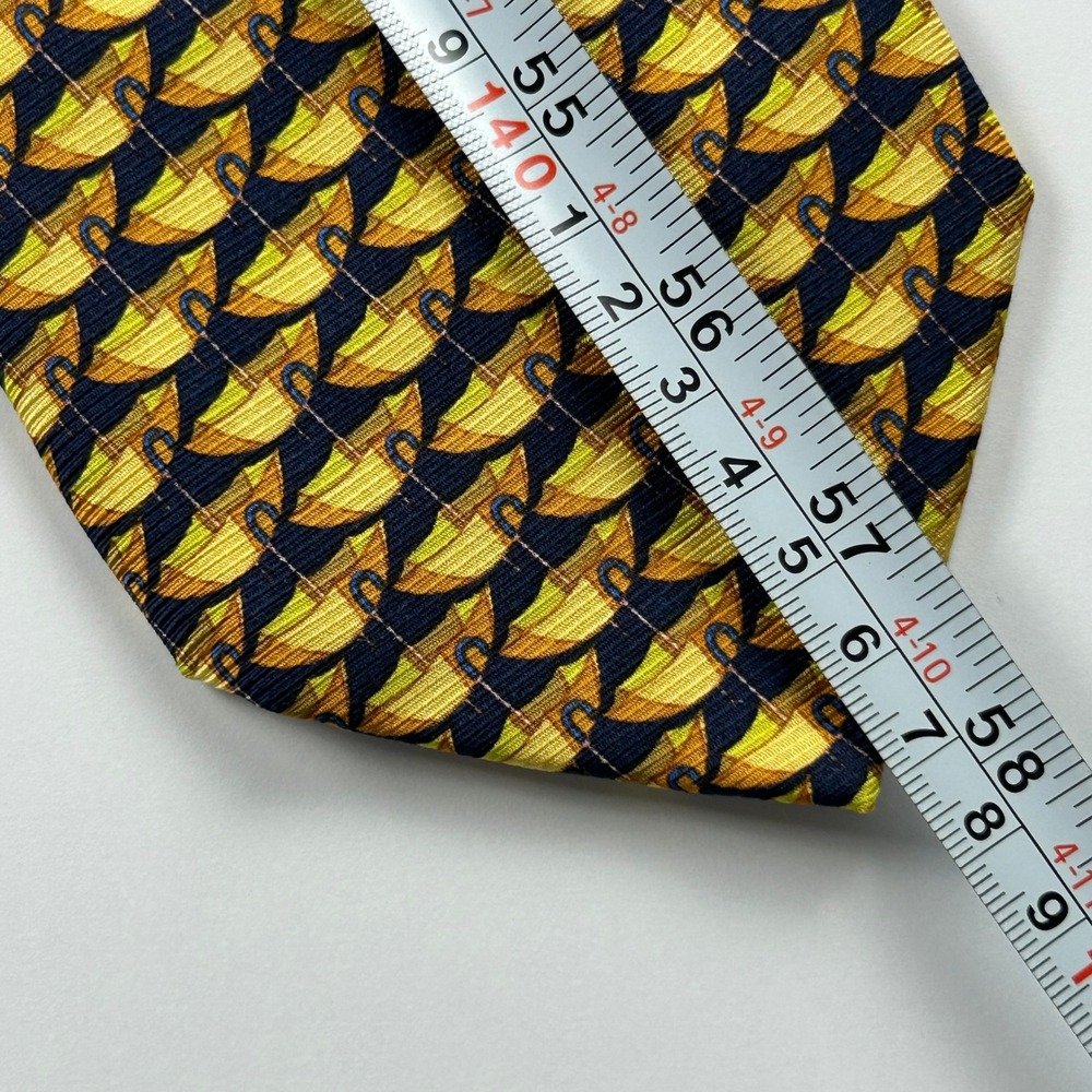 Stefano Conti Navy Yellow Umbrellas Novelty 100% Silk Tie Italy - Picture 8 of 8